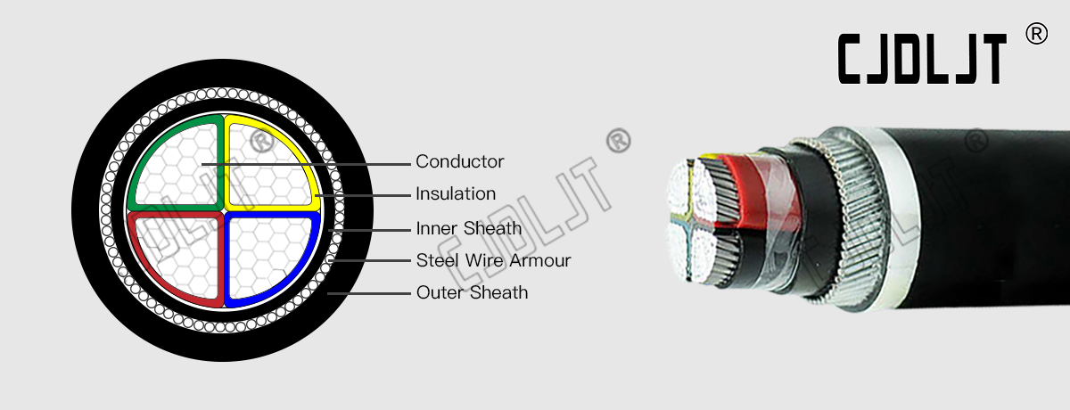 NA2XRY Aluminium Conductor IEC 60502-1XLPE SWA PVC 0.61kV Cable